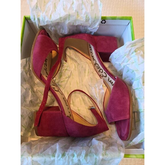 Sam Edelman Susie Dark Red Suede Block Heel Ankle Strap Sandals Size 10M - Picture 6 of 12